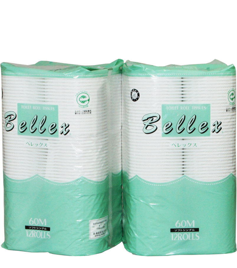 トイレットペーパー ベレックス シングル 60ｍ 12ロール×8パック 芯あり