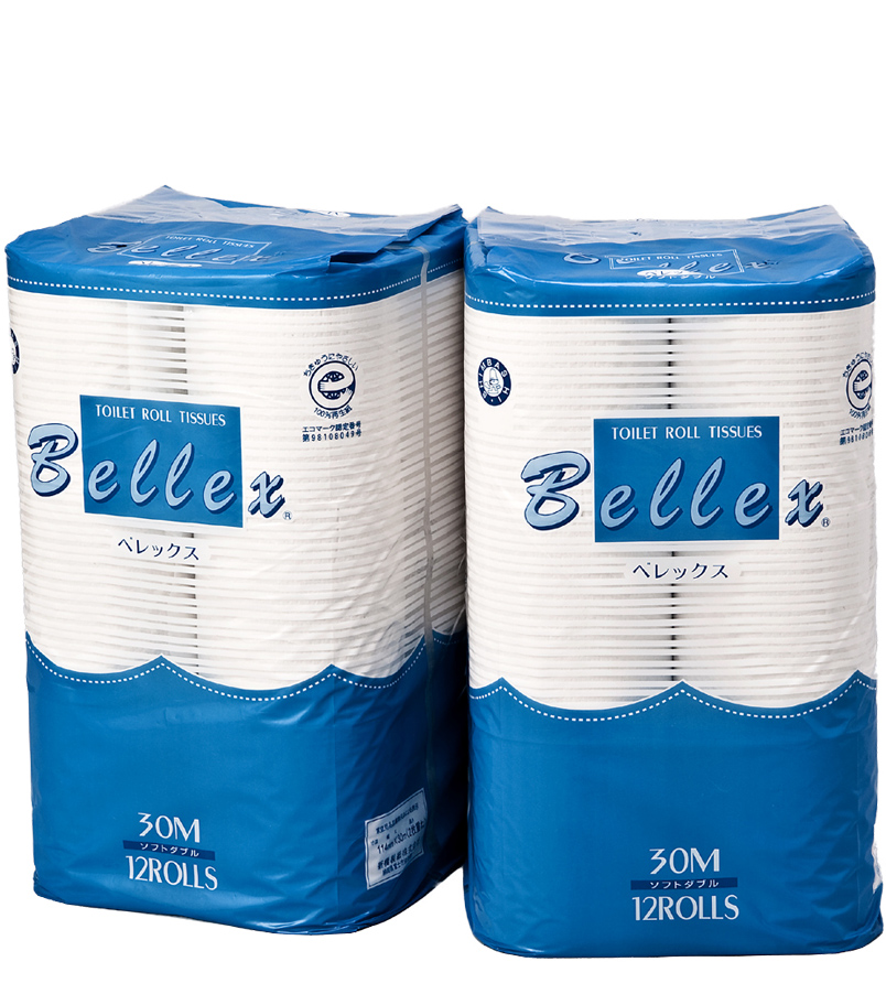 トイレットペーパー ベレックス ダブル 30ｍ 12ロール×8パック芯あり 