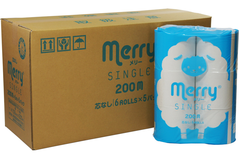 トイレットペーパー  メリー シングル 200ｍ 6ロール×5パック 芯なし